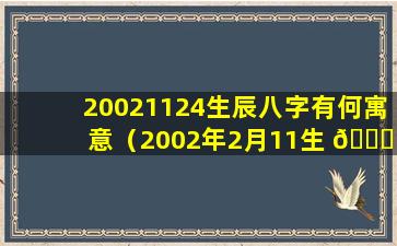 20021124生辰八字有何寓意（2002年2月11生 🐅 辰八字 🐶 ）